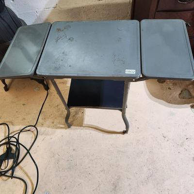 Vintage Metal Dropleaf Typewriter Table on Wheels