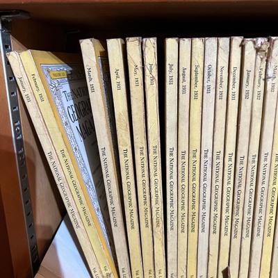 2 Shelves of Vintage National Geographic Magazines c.1931-1946