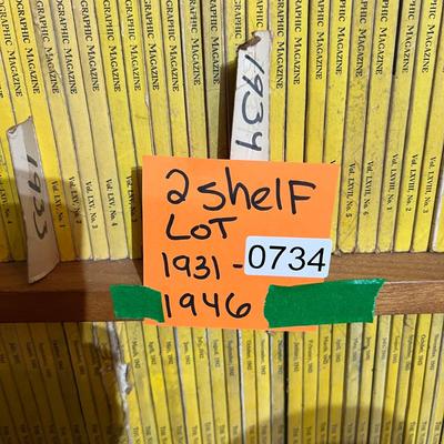 2 Shelves of Vintage National Geographic Magazines c.1931-1946