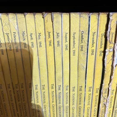 2 Shelves of Vintage National Geographic Magazines c.1931-1946