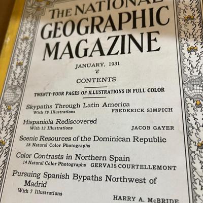 2 Shelves of Vintage National Geographic Magazines c.1931-1946