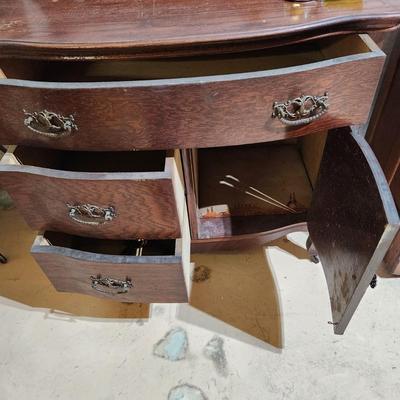 Antique Dry Sink with Mirror Frame 35x18x31