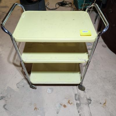 Vintage Mid Century Metal 3 Shelf Bar Cart