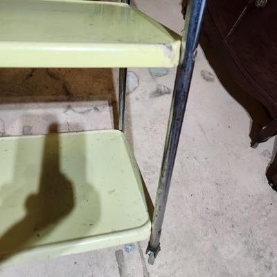 Vintage Mid Century Metal 3 Shelf Bar Cart