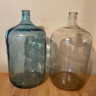 2 18" Tall Vintage Glass Bottles Carboy Wine Making