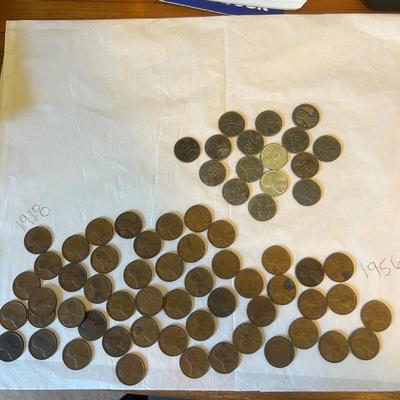 Wheat Penny Lot c. 1918-1956 Incl. Steel