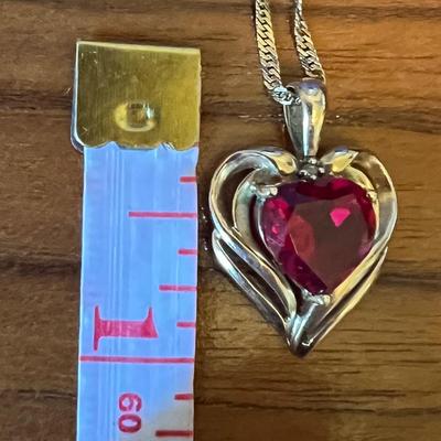 Gold Red Stone Pendent Necklace - Pendent 10k, Necklace 14k