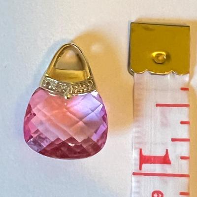 10k Gold Pink Stone Purse Pendant