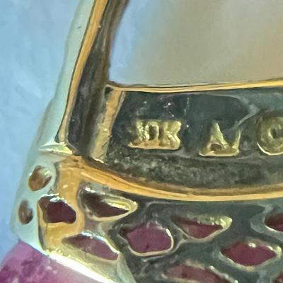 10k Gold Pink Stone Purse Pendant