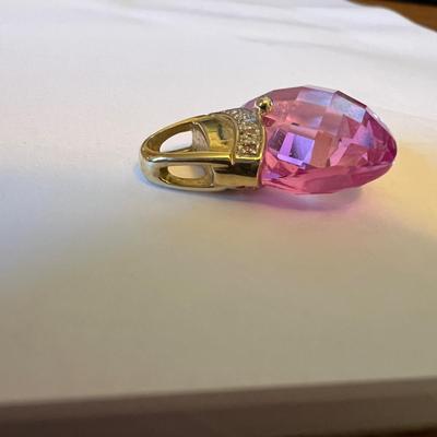 10k Gold Pink Stone Purse Pendant