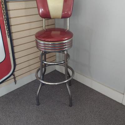 Retro 1950's Style Chrome Framed Bar Stool with Two Tone Seat- Choice A