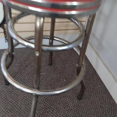 Retro 1950's Style Chrome Framed Bar Stool with Two Tone Seat- Choice A