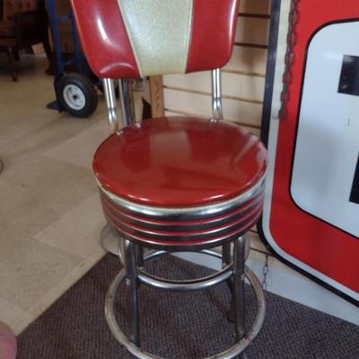 Retro 1950's Style Chrome Framed Bar Stool with Two Tone Seat- Choice B