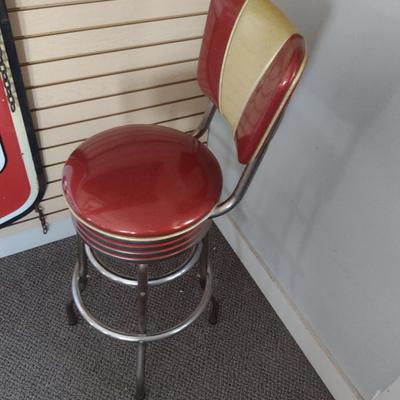 Retro 1950's Style Chrome Framed Bar Stool with Two Tone Seat- Choice B