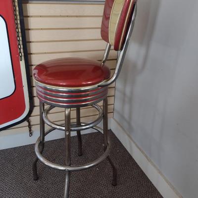 Retro 1950's Style Chrome Framed Bar Stool with Two Tone Seat- Choice B