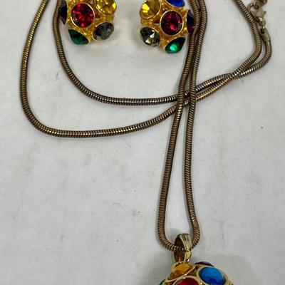 Kate Spade Rose Gold Multi Crystal Ball Necklace and Earrings