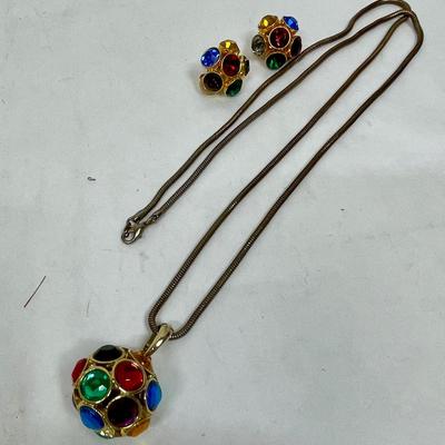 Kate Spade Rose Gold Multi Crystal Ball Necklace and Earrings