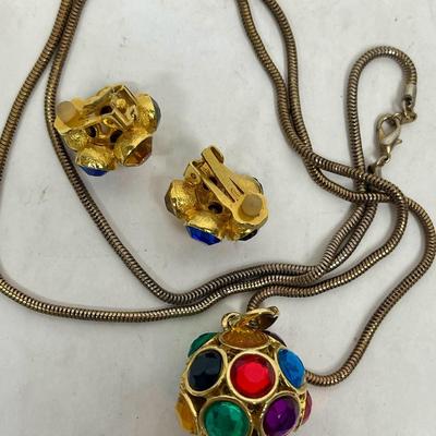 Kate Spade Rose Gold Multi Crystal Ball Necklace and Earrings