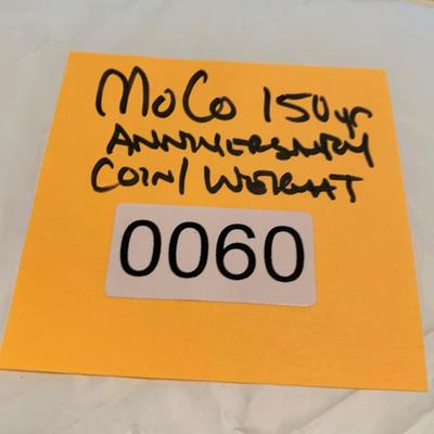 Large Coin Paperweight Montgomery Co 150yr Anniv. Plaque In Case