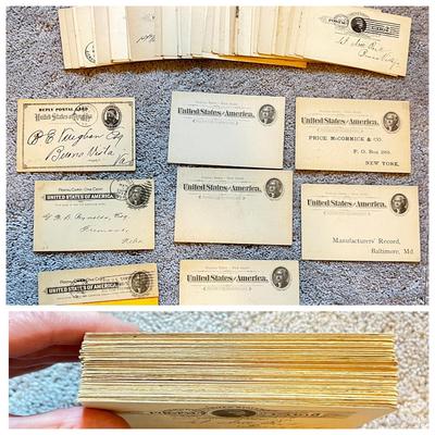 BIG Lot Antique Postal Cards c. 1890-99 Some Unused