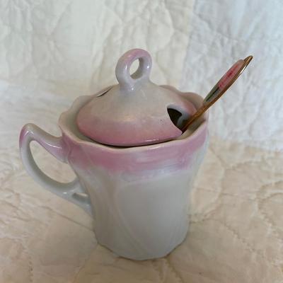Mustard jar with flowers-soon-lid