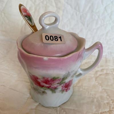 Mustard jar with flowers-soon-lid