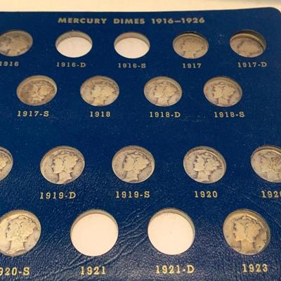 Silver Mercury Dimes Collection In Whitman Book