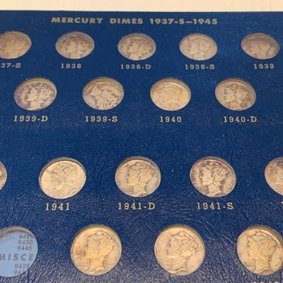 Silver Mercury Dimes Collection In Whitman Book