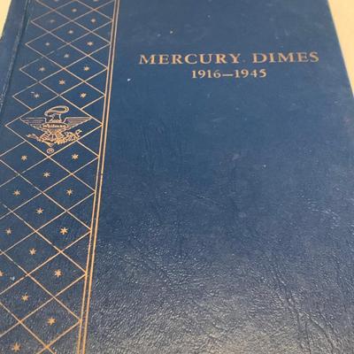 Silver Mercury Dimes Collection In Whitman Book