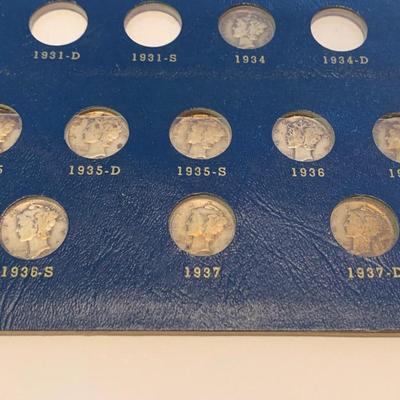 Silver Mercury Dimes Collection In Whitman Book