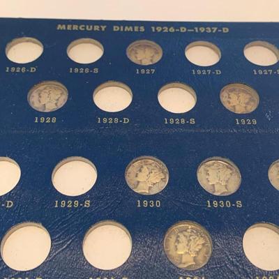 Silver Mercury Dimes Collection In Whitman Book
