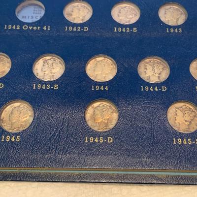 Silver Mercury Dimes Collection In Whitman Book