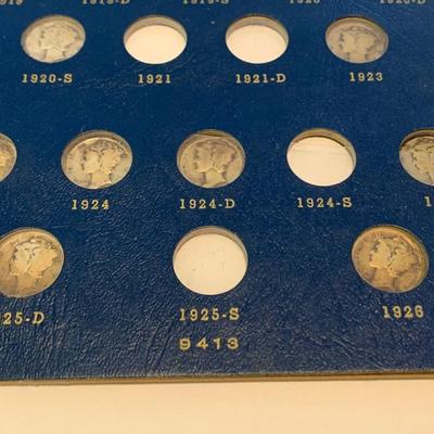 Silver Mercury Dimes Collection In Whitman Book