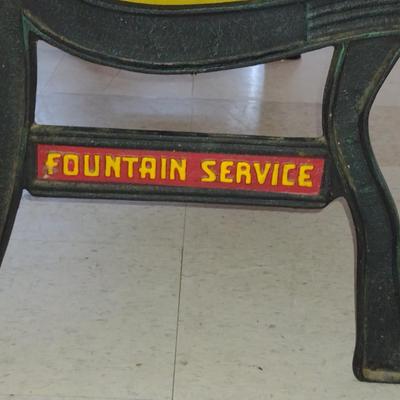 Coca-Cola Fountain Service Wooden and Metal Frame Bench with Cushion