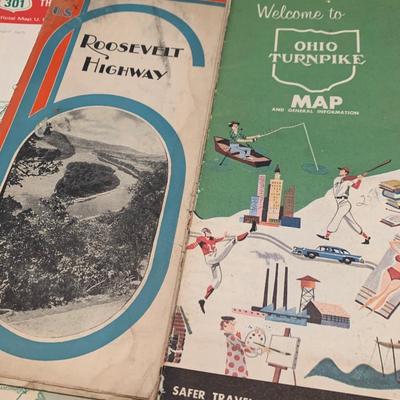 Vintage Fold Out Road Maps Lot