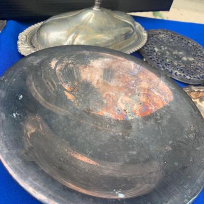 Large Silver Plate Lot Goblets Repousse Flatware Serving Pieces