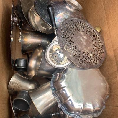 Large Silver Plate Lot Goblets Repousse Flatware Serving Pieces