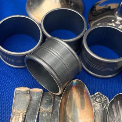 Large Silver Plate Lot Goblets Repousse Flatware Serving Pieces