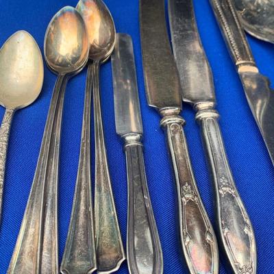 Large Silver Plate Lot Goblets Repousse Flatware Serving Pieces