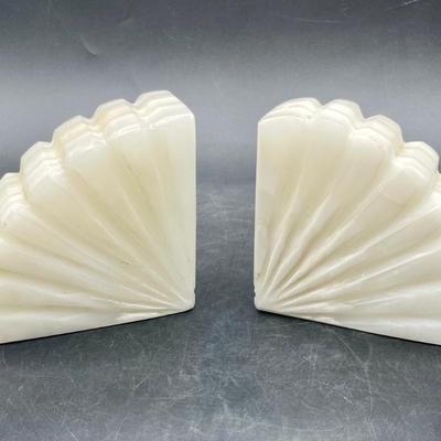 Fan-Shaped Marble Bookends