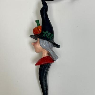 wooden Ornament Witch Halloween Decor