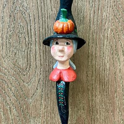 wooden Ornament Witch Halloween Decor