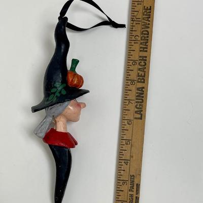 wooden Ornament Witch Halloween Decor