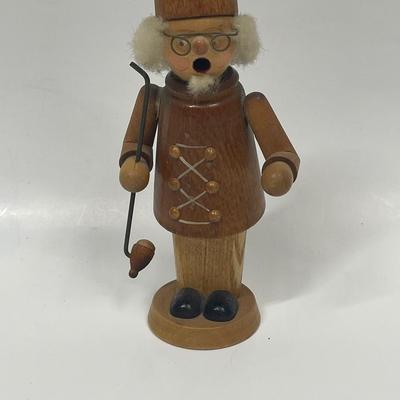 Nutcracker-Style Christmas Wood Figurine with Long Pipe