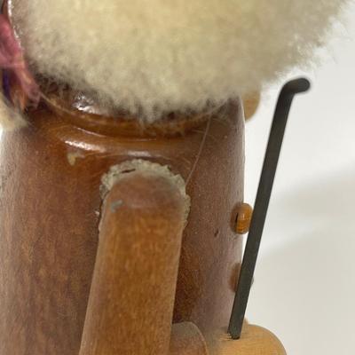 Nutcracker-Style Christmas Wood Figurine with Long Pipe