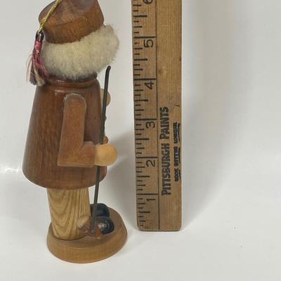 Nutcracker-Style Christmas Wood Figurine with Long Pipe