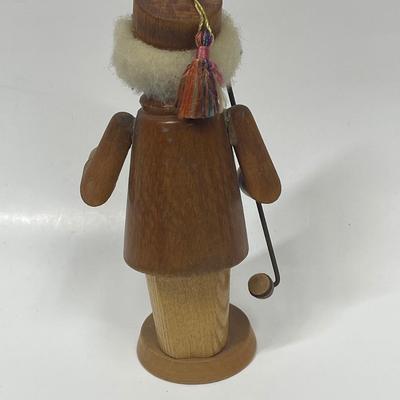 Nutcracker-Style Christmas Wood Figurine with Long Pipe