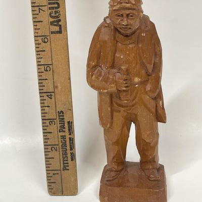 Folk Art Wood Hand-Carved Figurine Folk Art man