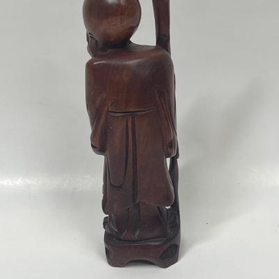 Chinese Wood Statue Confucius Old Man Figure Figurine Statuette