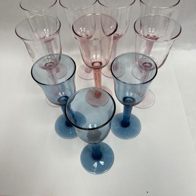 Lot of 10 Mixed Hand-blown Stemware Glasses